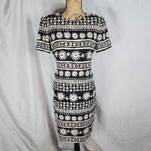 Vtg 90s LIZ CLAIBORNE Size 8 Floral Power Dressing Short Sleeve Sheath Dress EUC